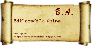 Börcsök Anina névjegykártya